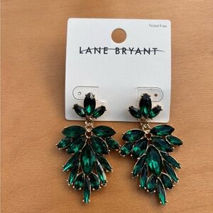Lane Bryant Gold and Silver Statement Earrings Emerald Green
